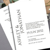 Modern vet en minimalistisch bruiloft alles-in-één kaart