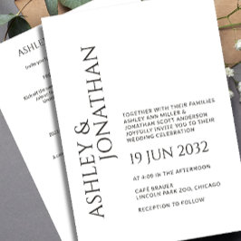 Modern vet en minimalistisch bruiloft alles-in-één kaart