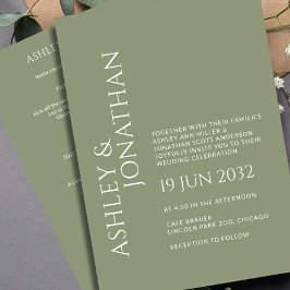 Modern vet en minimalistisch bruiloft alles-in-één kaart