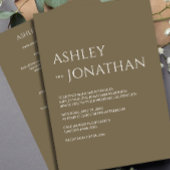 Modern vet en minimalistisch bruiloft alles-in-één kaart