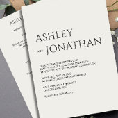 Modern vet en minimalistisch bruiloft alles-in-één kaart