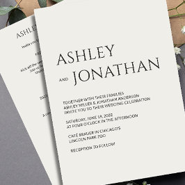 Modern vet en minimalistisch bruiloft alles-in-één kaart