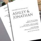 Modern vet en minimalistisch bruiloft alles-in-één kaart