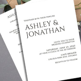 Modern vet en minimalistisch bruiloft alles-in-één kaart