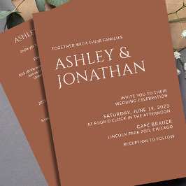 Modern vet en minimalistisch bruiloft alles-in-één kaart