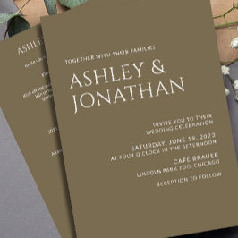 Modern vet en minimalistisch bruiloft alles-in-één kaart