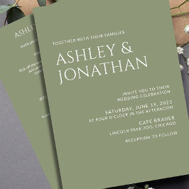 Modern vet en minimalistisch bruiloft alles-in-één kaart