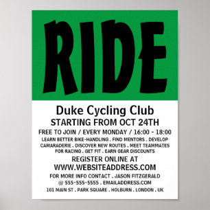 Modern vet, Fietsclub Adverteren Poster