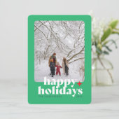 Modern vet foto groen grafisch type feestdagenkaart (Staand voorkant)