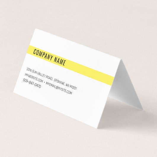 Modern vet geel en wit minimalistisch visitekaartje (Achterkant)