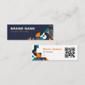 Modern Vet Geometrisch gekleurd, QR-code Mini Visitekaartje (Voorkant / Achterkant)