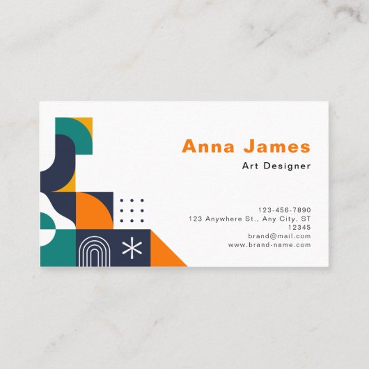 Modern Vet Geometrisch gekleurd Visitekaartje (Achterkant)