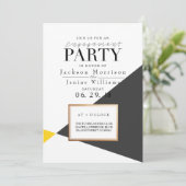 Modern vet geometrisch verlovingsfeest kaart (Staand voorkant)