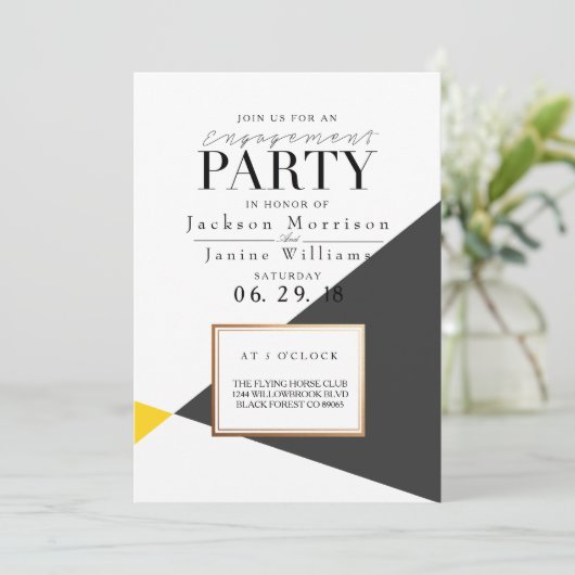 Modern vet geometrisch verlovingsfeest kaart (Staand voorkant)