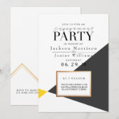 Modern vet geometrisch verlovingsfeest kaart (Voorkant / Achterkant)