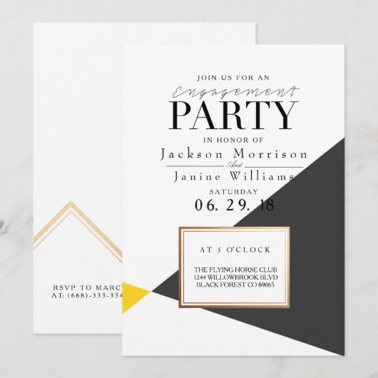 Modern vet geometrisch verlovingsfeest kaart (Voorkant / Achterkant)