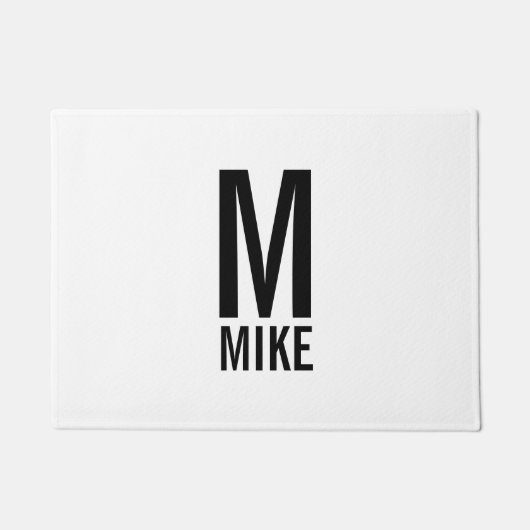 Modern Vet Gepersonaliseerd Monogram en Naam Deurmat (Voorkant)