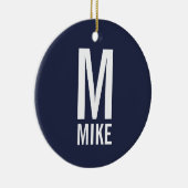Modern Vet Gepersonaliseerd Monogram en Naam Keramisch Ornament (Rechts)