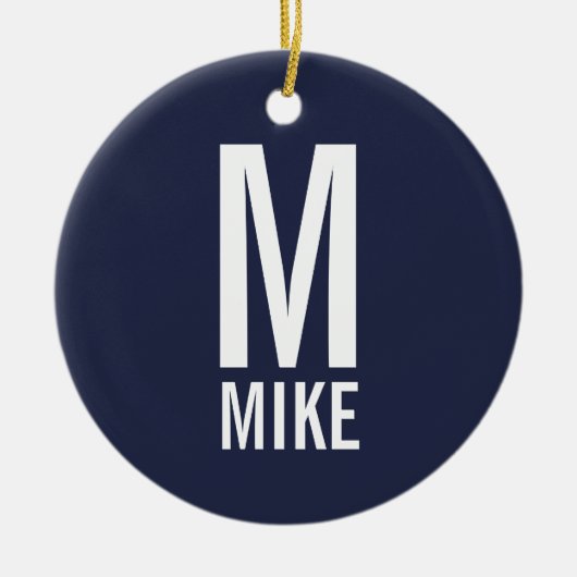 Modern Vet Gepersonaliseerd Monogram en Naam Keramisch Ornament (Voorkant)