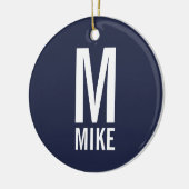 Modern Vet Gepersonaliseerd Monogram en Naam Keramisch Ornament (Links)