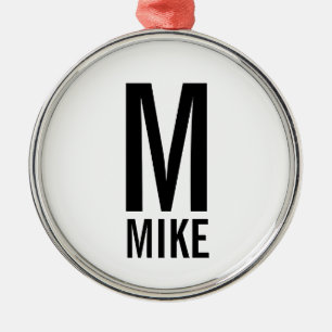 Modern Vet Gepersonaliseerd Monogram en Naam Metalen Ornament