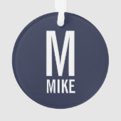 Modern Vet Gepersonaliseerd Monogram en Naam Ornament (achterkant)