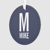 Modern Vet Gepersonaliseerd Monogram en Naam Ornament (voorkant)