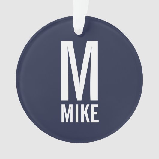 Modern Vet Gepersonaliseerd Monogram en Naam Ornament (voorkant)