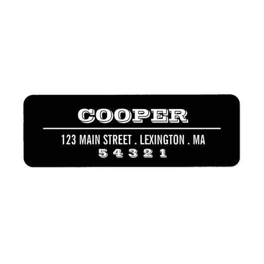 Modern vet grafisch zwart | Wit adreslabel Etiket (Voorkant)