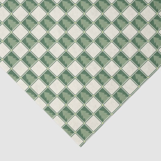 Modern vet groen kerstgeruit boompatroon tissuepapier (Detail)