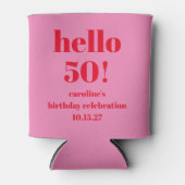 Modern Vet Helder Roze Rood 50ste Verjaardag Custo Blikjeskoeler (Voorkant)