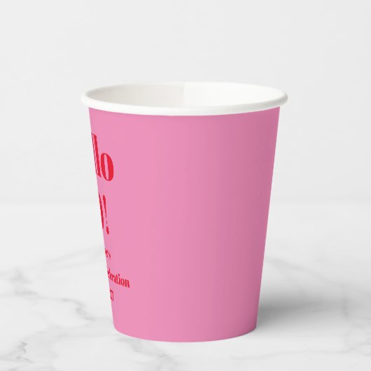 Modern Vet Helder Roze Rood 50ste Verjaardag Custo Papieren Bekers (Links)