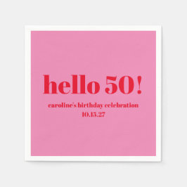 Modern Vet Helder Roze Rood 50ste Verjaardag Custo Servet