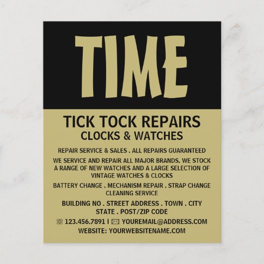 Modern vet, Horoloog Adverteren Flyer (Voorkant)