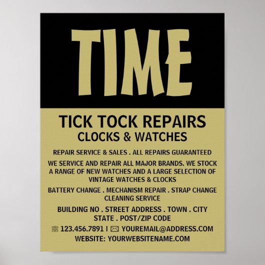 Modern vet, Horoloog Adverteren Poster (Voorkant)