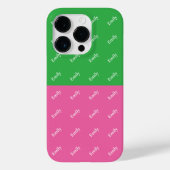 Modern Vet Kleurenblok Roze en Groen Monogram Case-Mate iPhone Case (Achterkant)