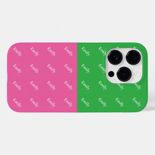 Modern Vet Kleurenblok Roze en Groen Monogram Case-Mate iPhone Case (Achterkant (horizontaal))