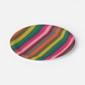 Modern vet kleurrijk streeppatroon papieren bordje (Gekanteld)