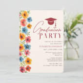 Modern vet kleurrijke bloemen Waterverf Afstuderen Kaart (Staand voorkant)