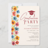 Modern vet kleurrijke bloemen Waterverf Afstuderen Kaart (Voorkant)