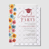 Modern vet kleurrijke bloemen Waterverf Afstuderen Vellum Uitnodigingen (Offset (Uitnodiging))