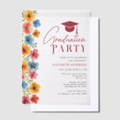 Modern vet kleurrijke bloemen Waterverf Afstuderen Vellum Uitnodigingen (Offset)