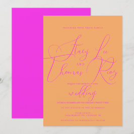 Modern Vet Krachtig Helder Roze Oranje Script Brui Kaart