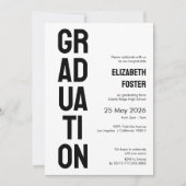 Modern vet lettertype afstuderen Invitation Kaart (Voorkant)