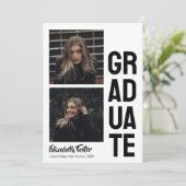 Modern vet lettertype eenvoudig afstuderen Uitnodi Kaart (Staand voorkant)