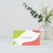 Modern vet limoen koraal wit abstract penseelstrek visitekaartje (Staand voorkant)