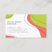 Modern vet limoen koraal wit abstract penseelstrek visitekaartje (Achterkant)