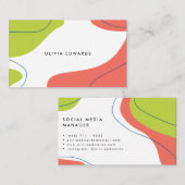 Modern vet limoen koraal wit abstract penseelstrek visitekaartje (Voorkant / Achterkant)