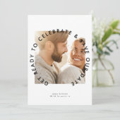 Modern vet 'Maak je klaar om te vieren' Foto Save The Date (Staand voorkant)