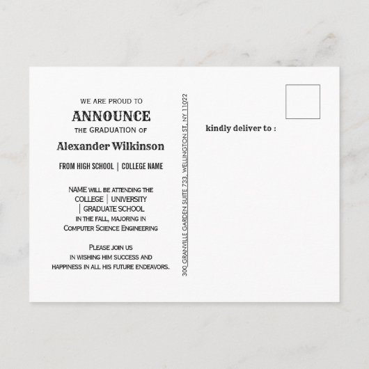 Modern Vet Manuscript Minimale Afstuderen van de F Aankondigingskaart (Achterkant)